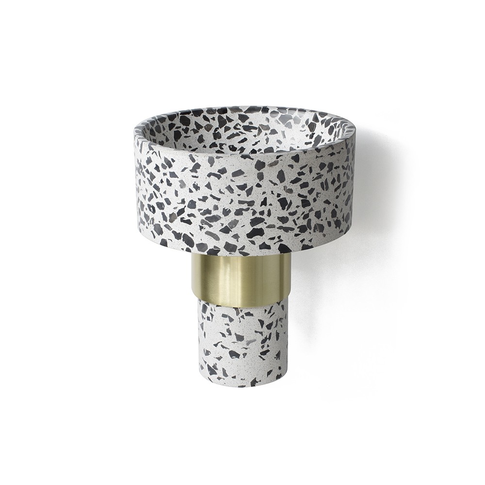 BALCONY wall mounted WHITE TERRAZZO GOLD BASE by Sotiris Lazou designstudio for Urbi et Orbi concrete sink