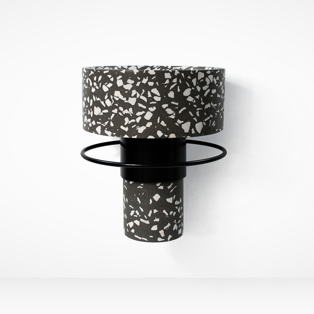 BALCONY wall mounted wahbasin black terrazzo front face Urbi et Orbi by Sotiris Lazou design studio