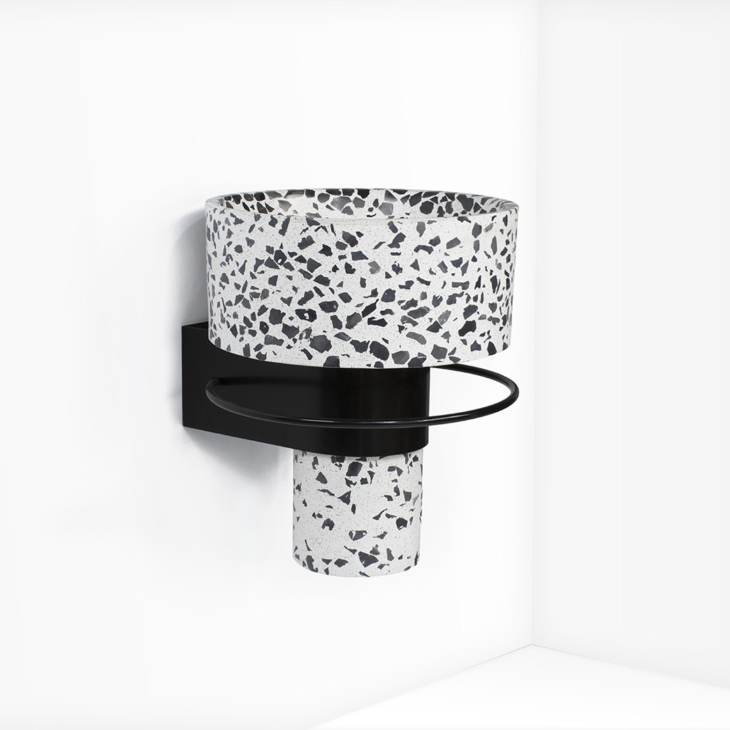 BALCONY wall mounted white TERRAZZO BLACK BASE by Sotiris Lazou designstudio for Urbi et Orbi lavabo de cemento