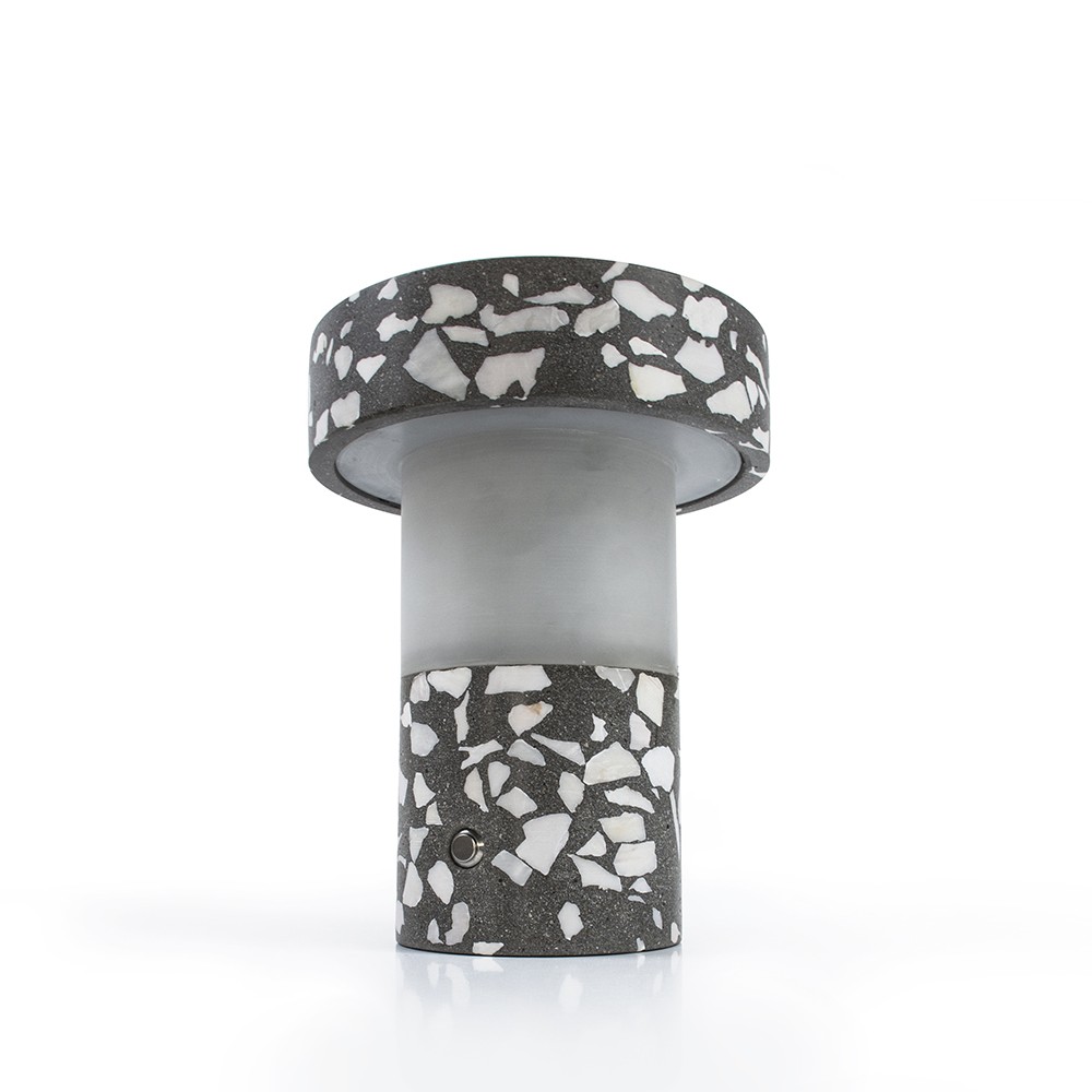 LucerA T black terrazzo battery table lamp Urbi et Orbi design by Sotiris Lazou design studio