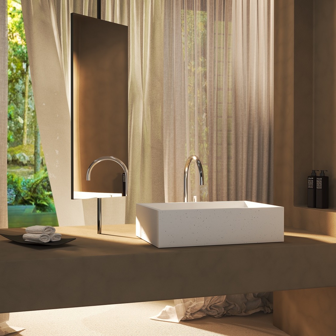 immissio 60 M ivory Urbi et Orbi concrete washbasin low