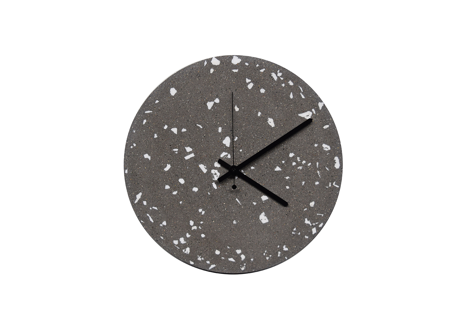 TEMPUS black terrazzo Urbi et Orbi concrete clock frontview