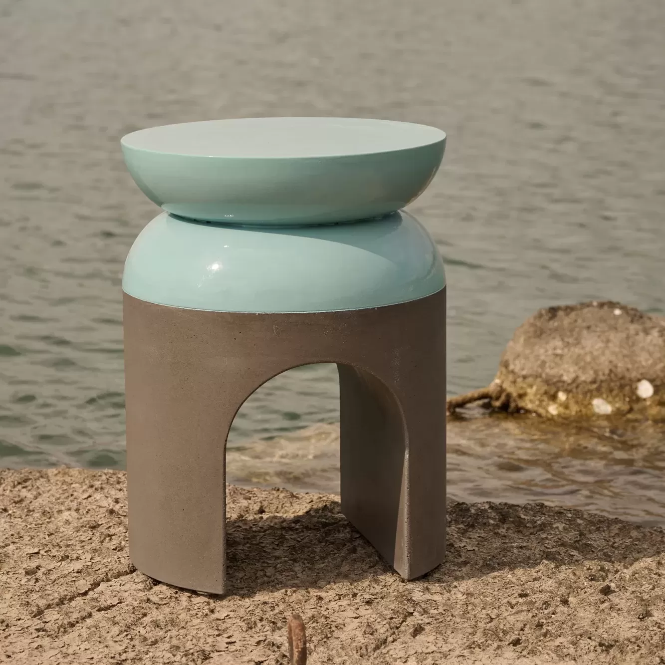 Kamara green concrete side table by sotirislazou designstudio urbi et orbi low